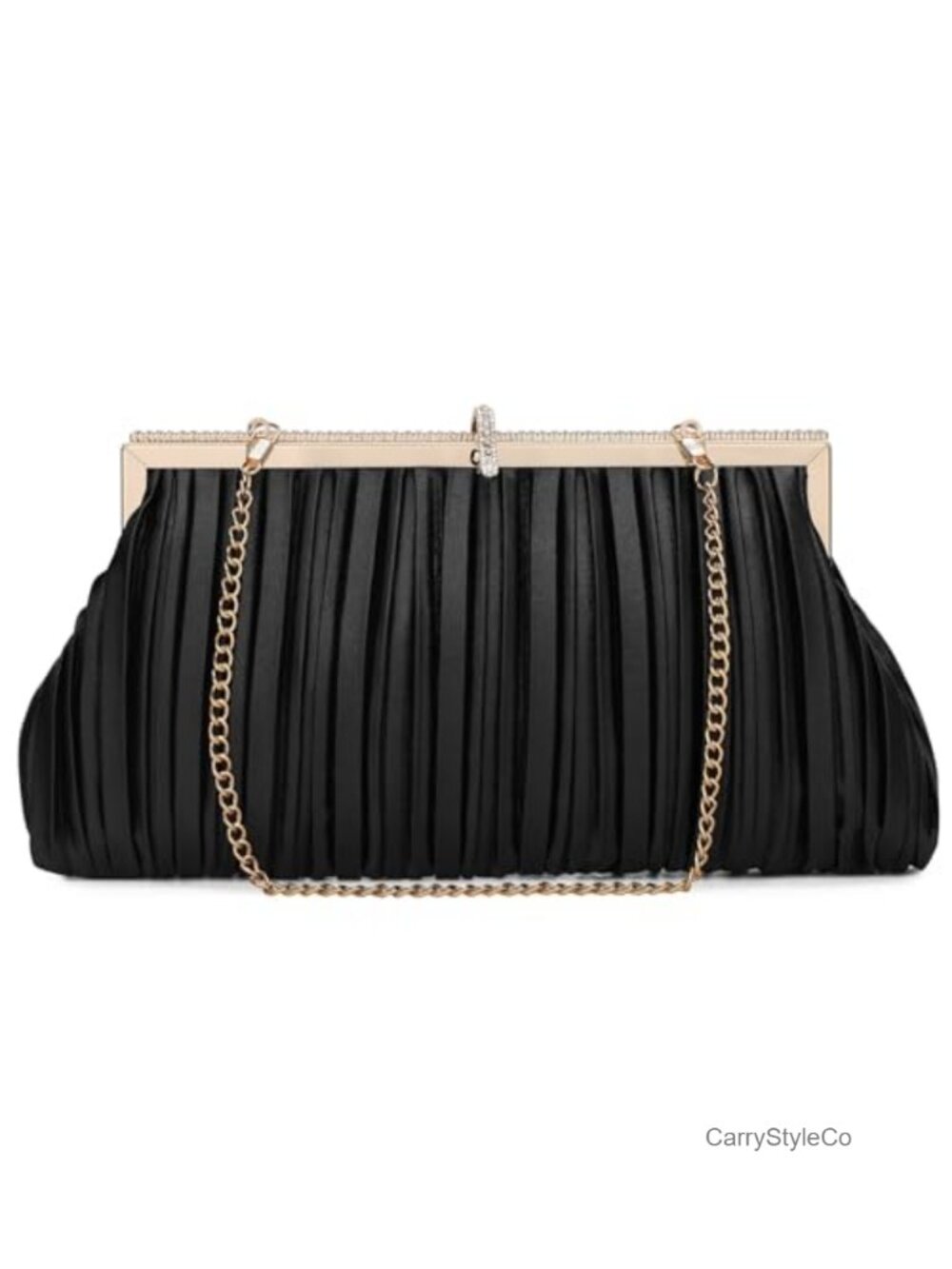Elegant Satin Evening Clutch Formal Party Crossbody Purse with Chain